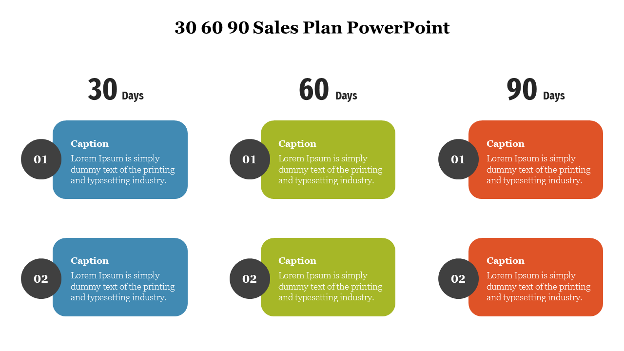 Best 30 60 90 Sales Plan PowerPoint Template Slide